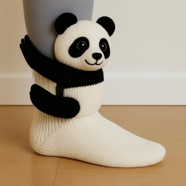 Women's Chunky Knit Animal Novelty Crew Length Socks with 3D Stuffed Details - Image 5