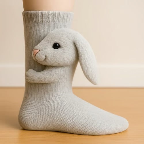 Women's Chunky Knit Animal Novelty Crew Length Socks with 3D Stuffed Details - Image 6