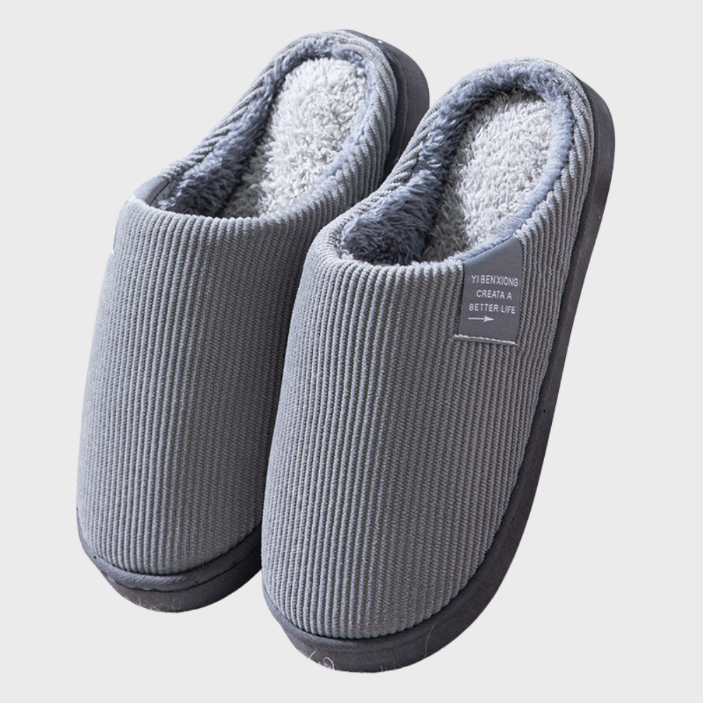 Women's Comfy House Slippers with Ribbed Corduroy and Fleece Lining Closed Toe - Image 3