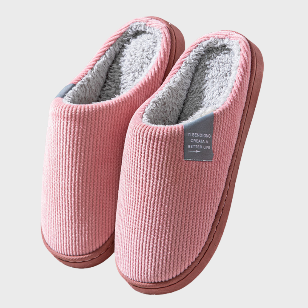 Women's Comfy House Slippers with Ribbed Corduroy and Fleece Lining Closed Toe - Image 6