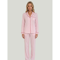 Women's Cotton Pajama Set with Long Sleeves and Striped Pattern Button-Front - Image 1