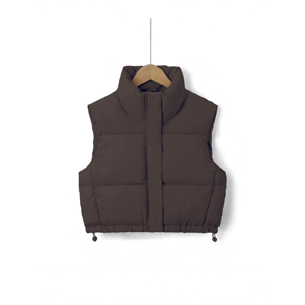 Women's Cropped Puffer Vest Sleeveless Quilted Stand Collar with Drawstring - Image 7