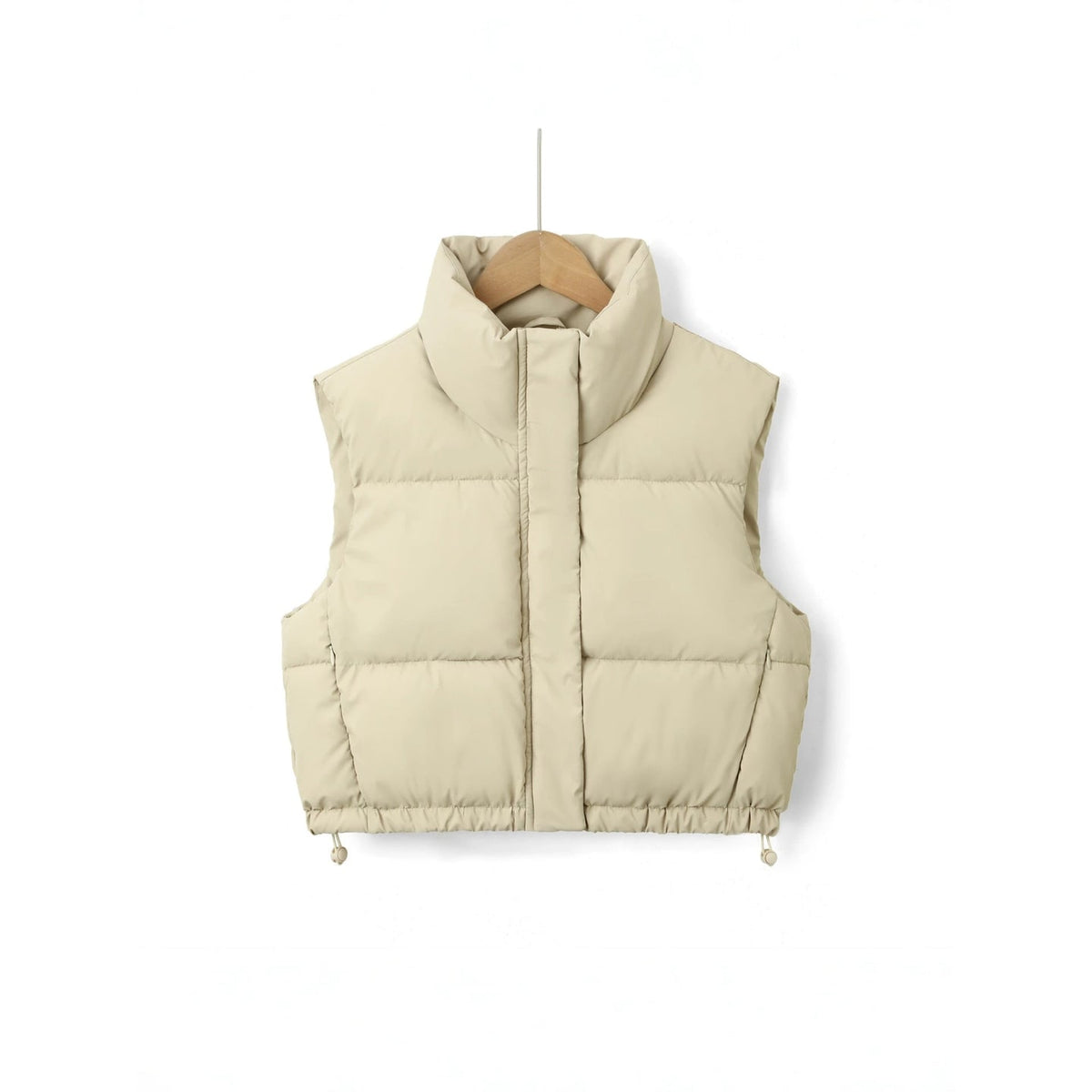 Women's Cropped Puffer Vest Sleeveless Quilted Stand Collar with Drawstring - Image 8