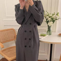 Women's Double Breasted Blazer Dress with Puff Sleeves Midi Length - Image 1