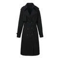 Women's Double Breasted Long Trench Coat with Belt and Notched Lapel - Image 8