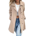 Women's Double Breasted Mid Length Trench Coat with Notched Lapel and Belt - Image 5