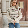 Women's Fair Isle Knit Turtleneck Sweater with Cable and Ribbed Details - Image 6