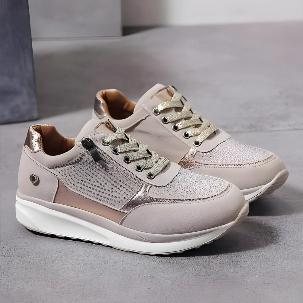 Women's Fashion Platform Sneakers with Side Zipper and Metallic Trim - Image 6
