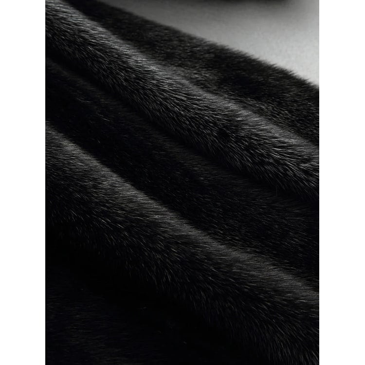 Women's Faux Fur Coat with Jeweled Clasp and Fur-Lined Hood - Image 5