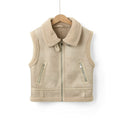 Women's Faux Shearling Aviator Vest with Zip Pockets and Buckled Collar - Image 7