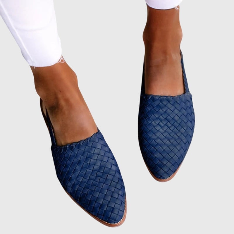 Womens Flat Mules Pointed Toe Woven Arch Support Slip - Image 3