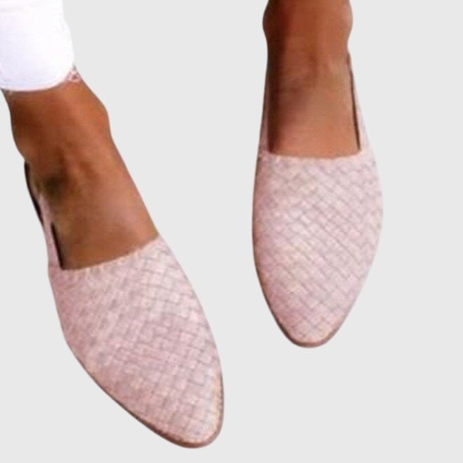 Womens Flat Mules Pointed Toe Woven Arch Support Slip - Image 5