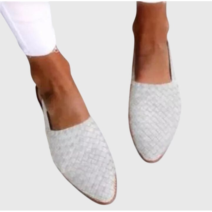 Womens Flat Mules Pointed Toe Woven Arch Support Slip - Image 6