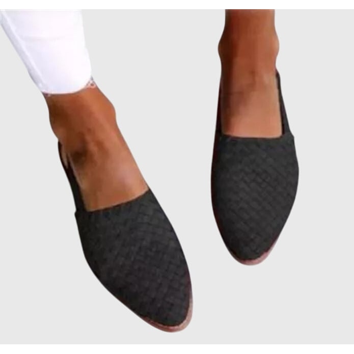 Womens Flat Mules Pointed Toe Woven Arch Support Slip - Image 7