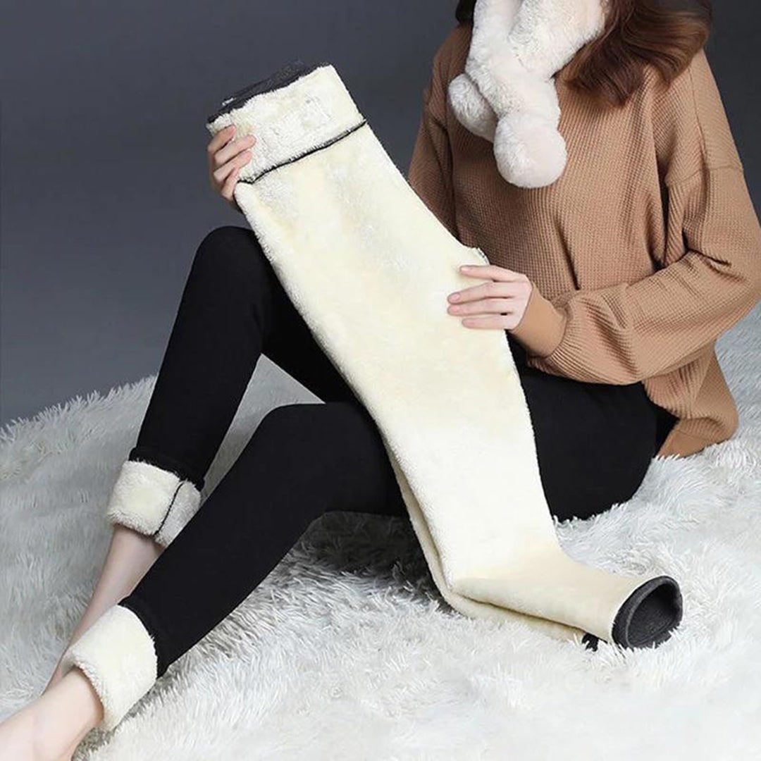 Women's Fleece Lined High Waisted Warm Leggings with Sherpa Thermal Lining - Image 4