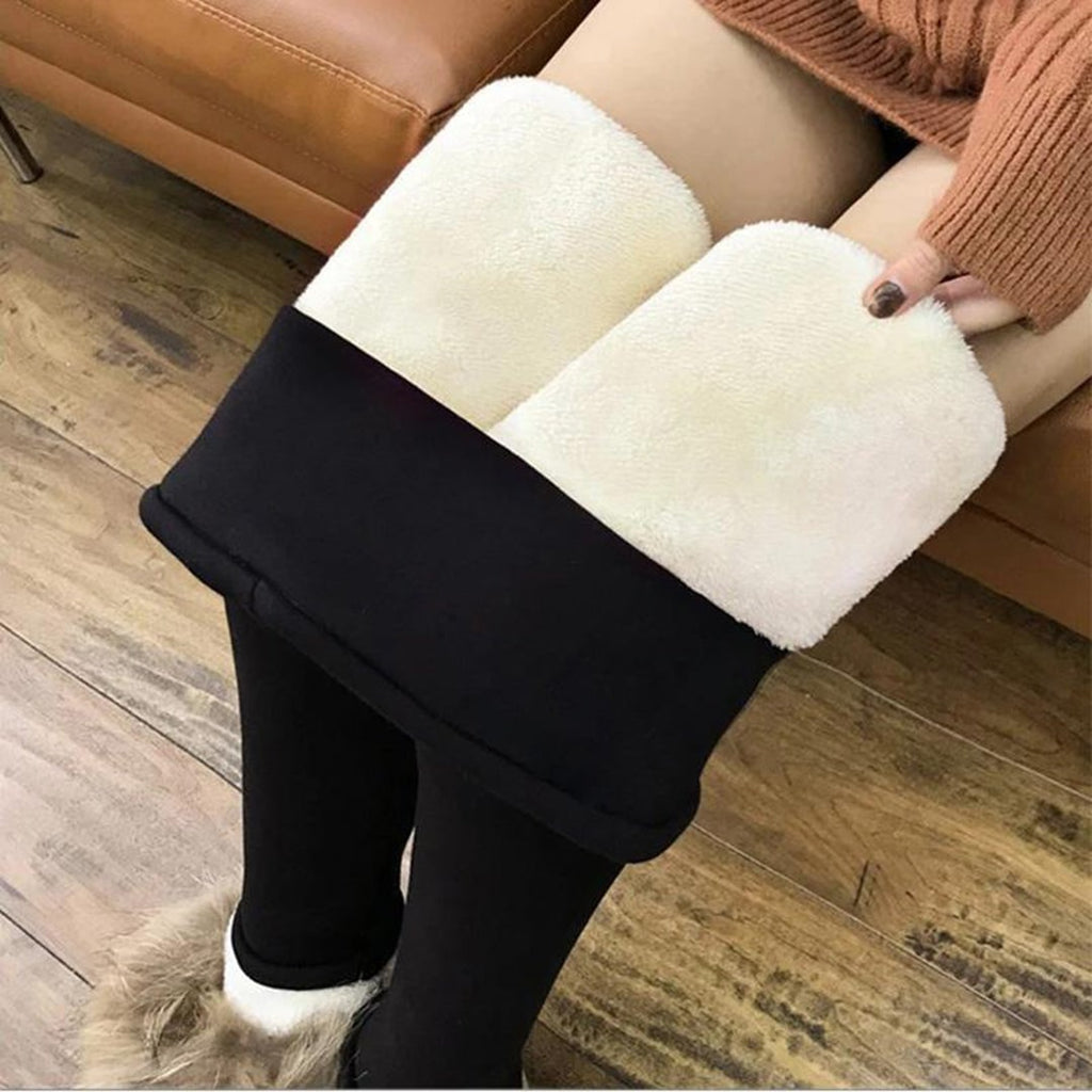 Women's Fleece Lined High Waisted Warm Leggings with Sherpa Thermal Lining - Image 5