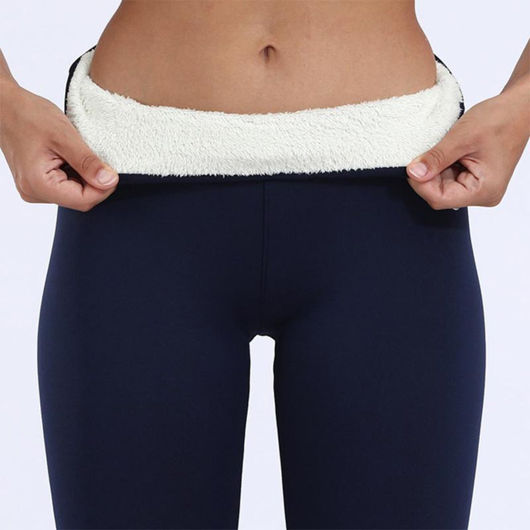 Women's Fleece Lined High Waisted Warm Leggings with Sherpa Thermal Lining - Image 9