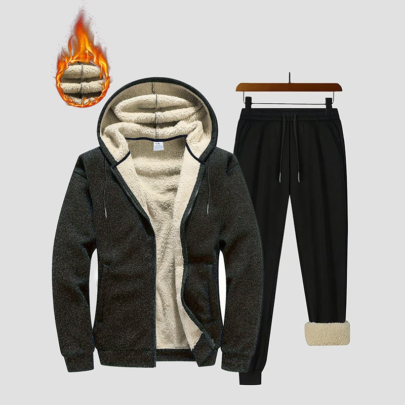 Women's Fleece Lined Tracksuit Set Two Piece with Zip Hoodie and Drawstring Pants - Image 2