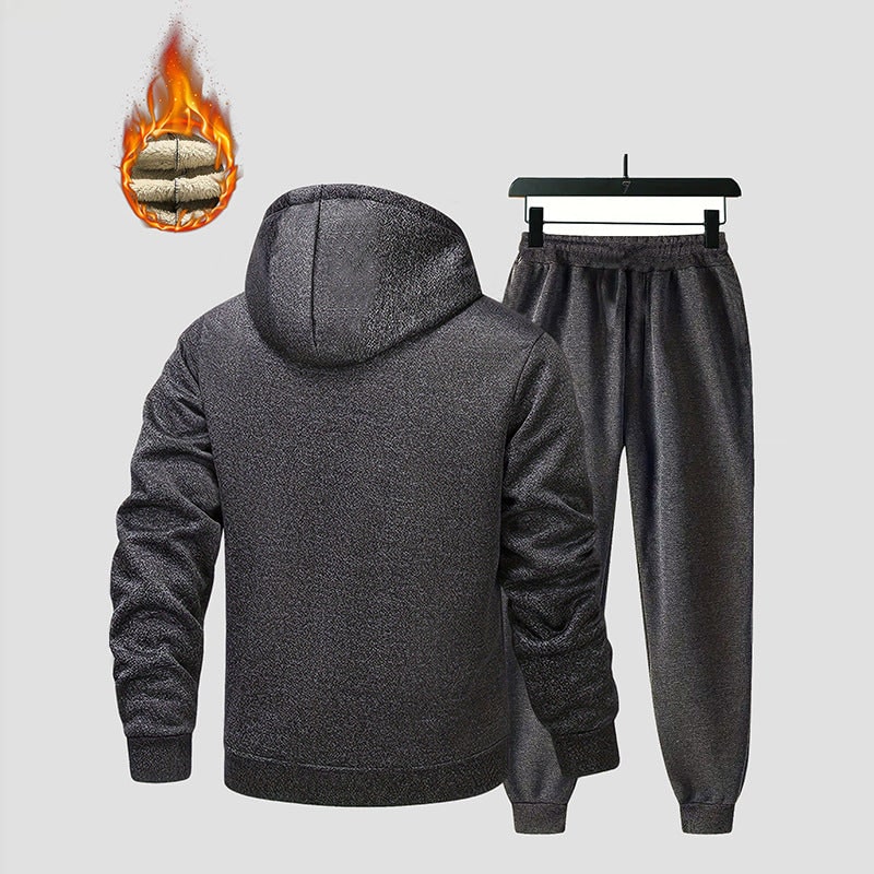 Women's Fleece Lined Tracksuit Set Two Piece with Zip Hoodie and Drawstring Pants - Image 3