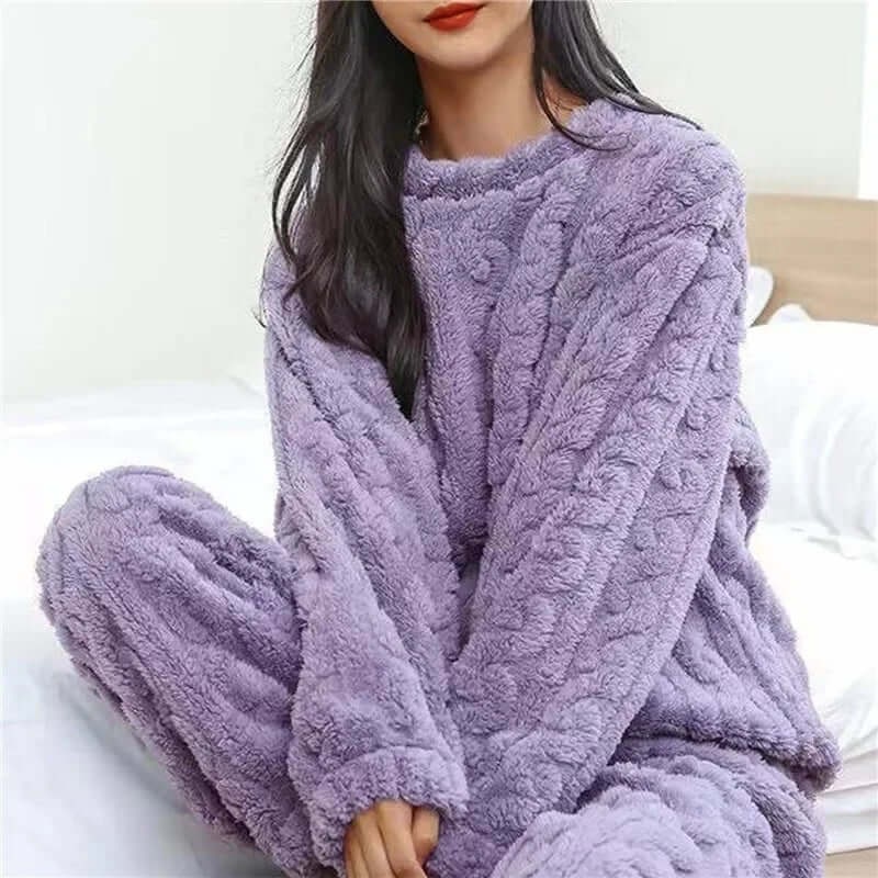 Women's Fleece Pyjamas Set Christmas Loungewear Crew Neck Long Sleeve - Image 10