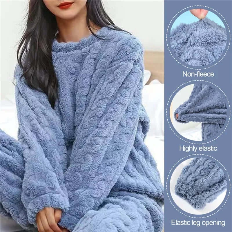 Women's Fleece Pyjamas Set Christmas Loungewear Crew Neck Long Sleeve - Image 11