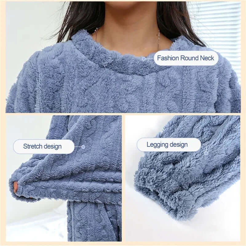 Women's Fleece Pyjamas Set Christmas Loungewear Crew Neck Long Sleeve - Image 12