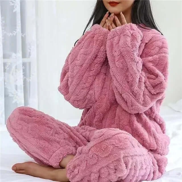 Women's Fleece Pyjamas Set Christmas Loungewear Crew Neck Long Sleeve - Image 2