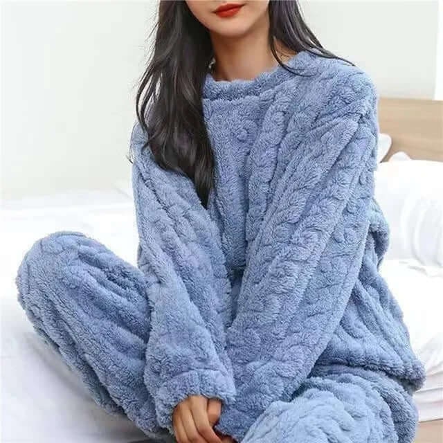 Women's Fleece Pyjamas Set Christmas Loungewear Crew Neck Long Sleeve - Image 4
