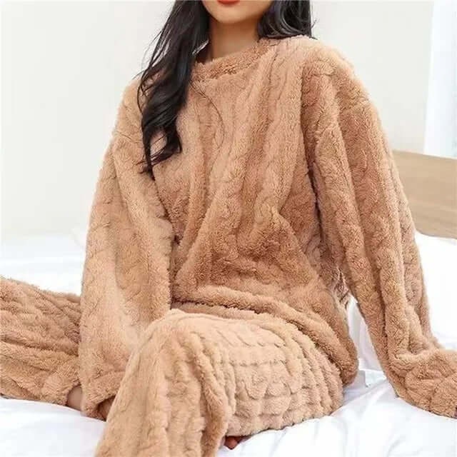 Women's Fleece Pyjamas Set Christmas Loungewear Crew Neck Long Sleeve - Image 5