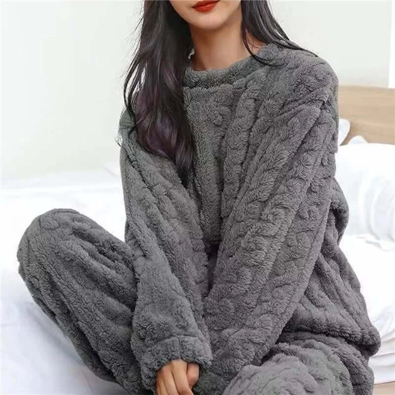 Women's Fleece Pyjamas Set Christmas Loungewear Crew Neck Long Sleeve - Image 7