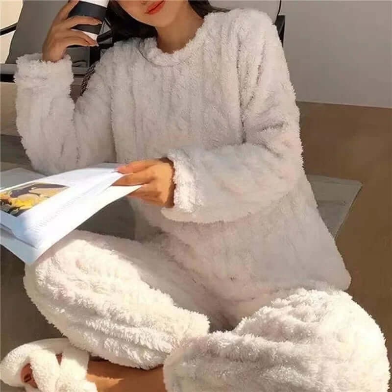 Women's Fleece Pyjamas Set Christmas Loungewear Crew Neck Long Sleeve - Image 8