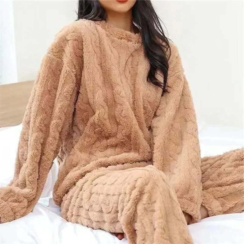 Women's Fleece Pyjamas Set Christmas Loungewear Crew Neck Long Sleeve - Image 9