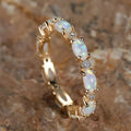 Women's Gold Opal Eternity Ring Vintage Oval Crystal - Image 1
