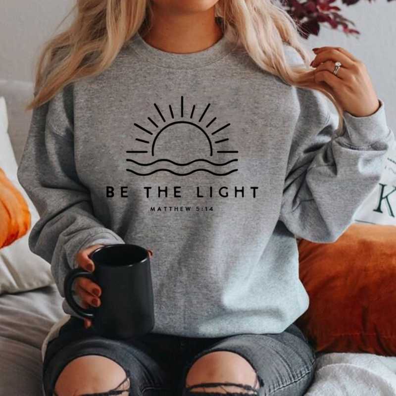 Women's Graphic Crewneck Sweatshirt with Sun and Wave Pullover - Image 2