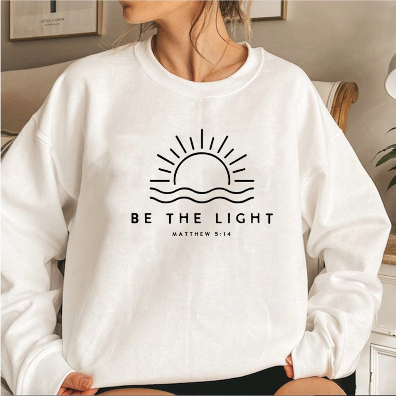 Women's Graphic Crewneck Sweatshirt with Sun and Wave Pullover - Image 3