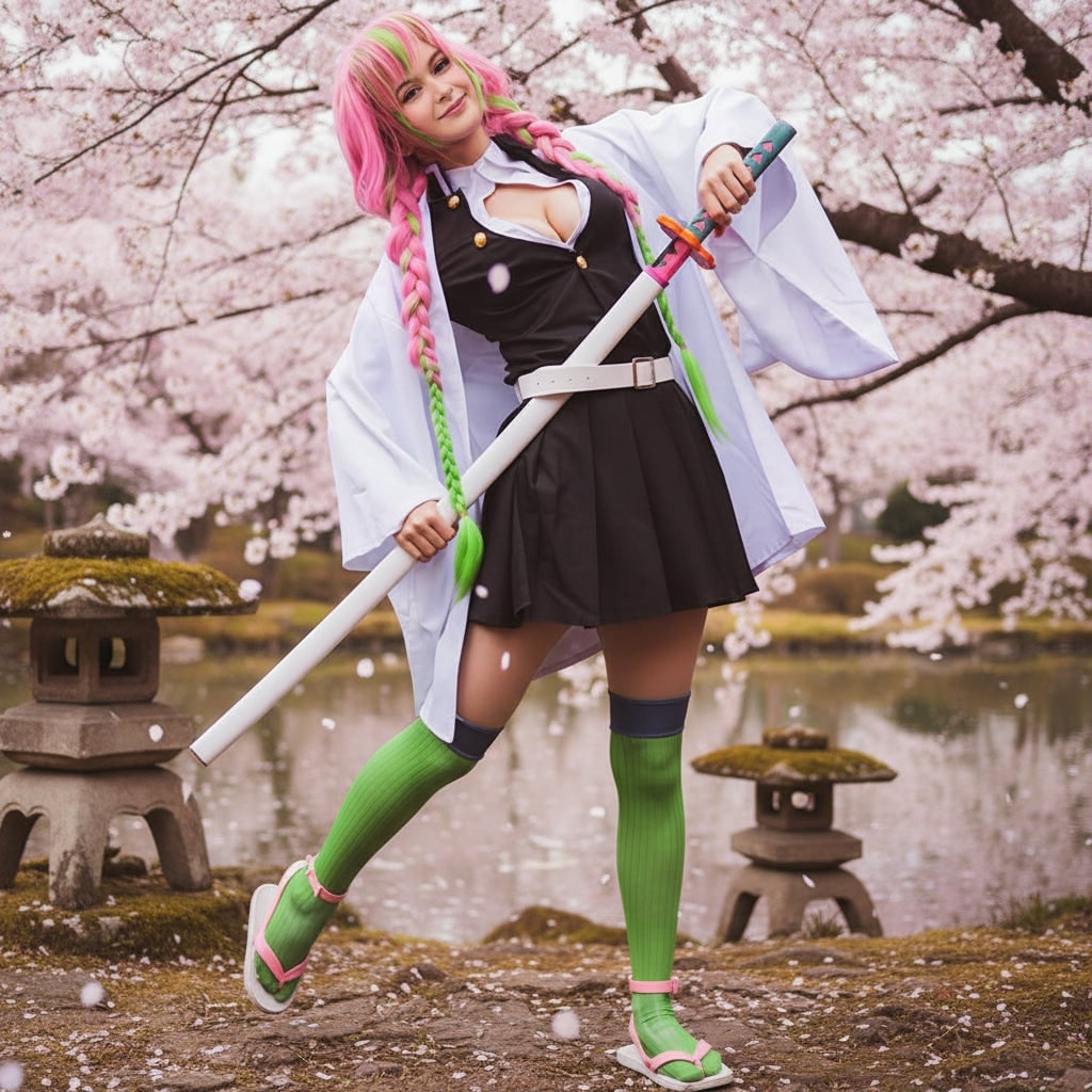 Women's Halloween Anime Cosplay Costume with Haori Robe and Uniform Set for Character Events - Image 2