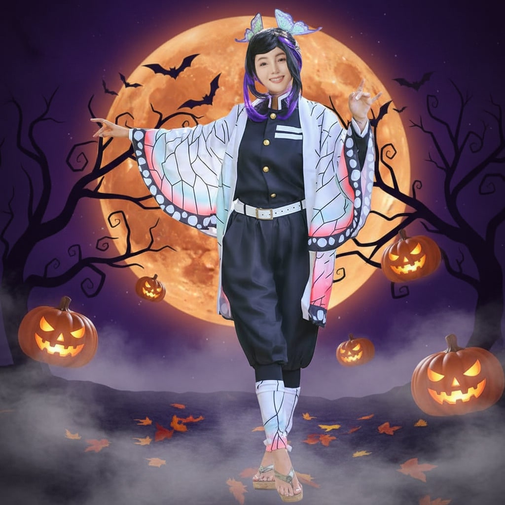 Women's Halloween Anime Cosplay Costume with Haori Robe and Uniform Set for Character Events - Image 4