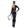 Women's Halloween cat burglar Costume Jumpsuit with Ear Mask - Image 1