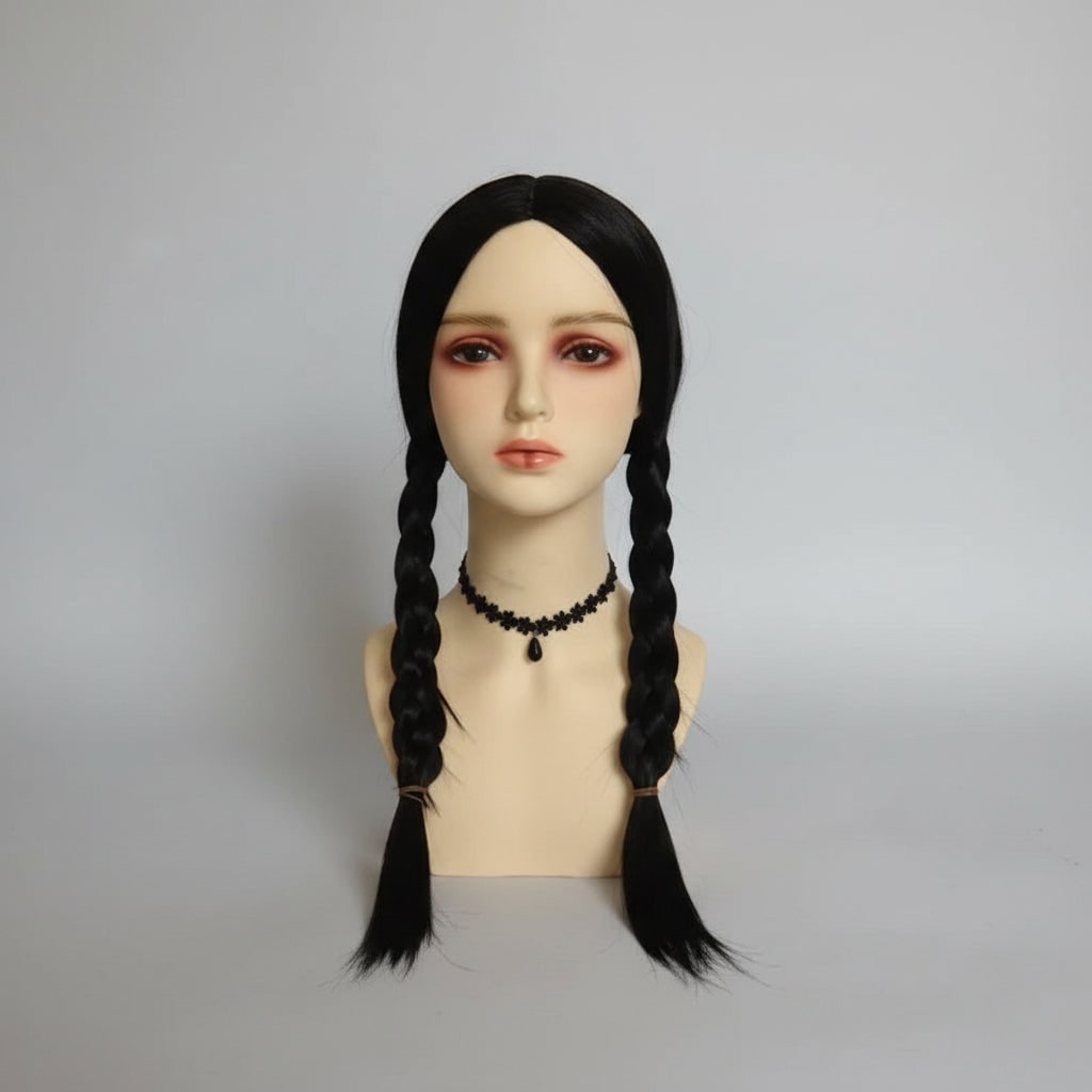 Women's Halloween Costume gothic schoolgirl Dress with White Collar and Long Sleeves Party Outfit - Image 4