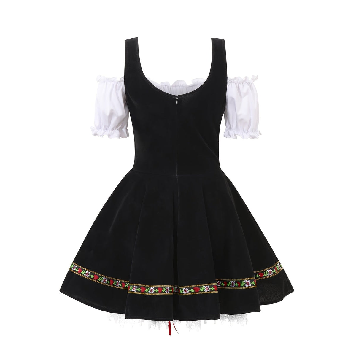 Women's Halloween Dirndl Costume Dress German Oktoberfest Female Bavarian with Puff Sleeves - Image 2