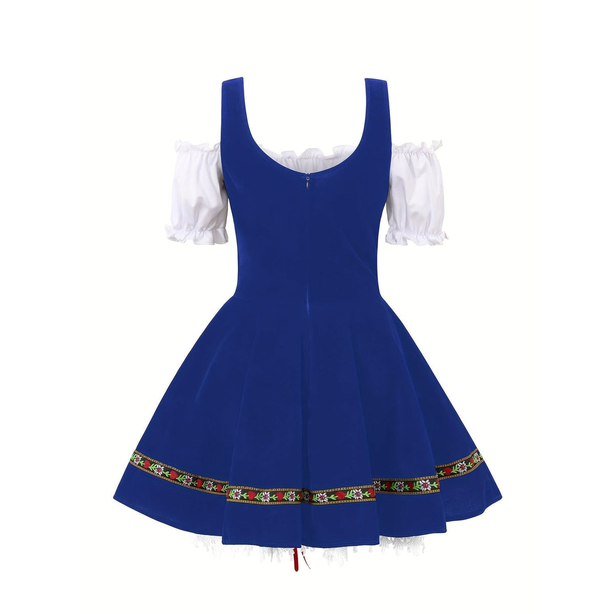 Women's Halloween Dirndl Costume Dress German Oktoberfest Female Bavarian with Puff Sleeves - Image 6
