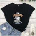 Women's Halloween Graphic T-Shirt with Howling Dog Print and Spooky Text - Image 1