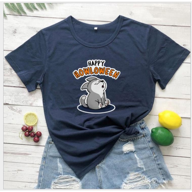 Women's Halloween Graphic T-Shirt with Howling Dog Print and Spooky Text - Image 5