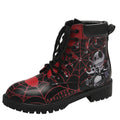 Women's Halloween Lace Up Combat Boots with Black Skeleton Spiderweb Print and Padded Ankle Collar - Image 6