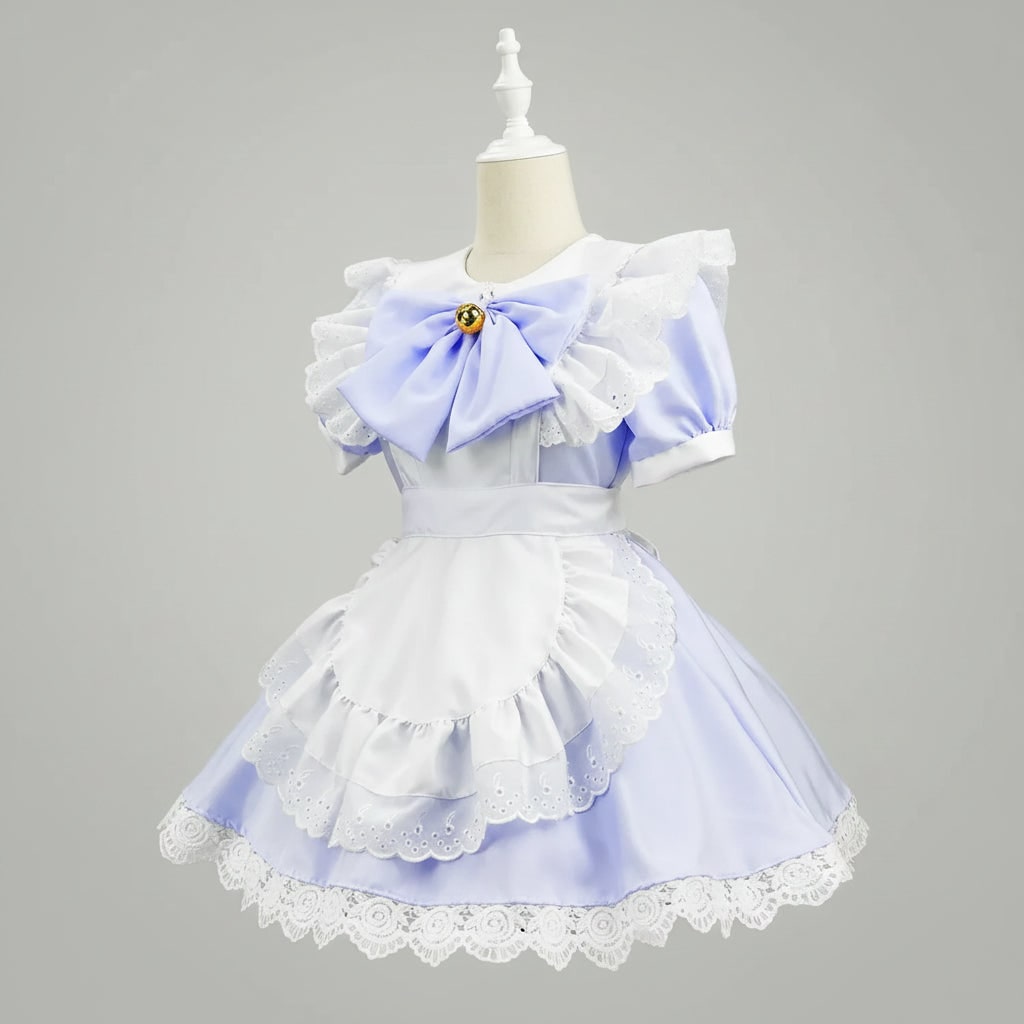 Women's Halloween Maid Costume Outfit with Ruffled Apron and Lace Collar for Cosplay Party - Image 1