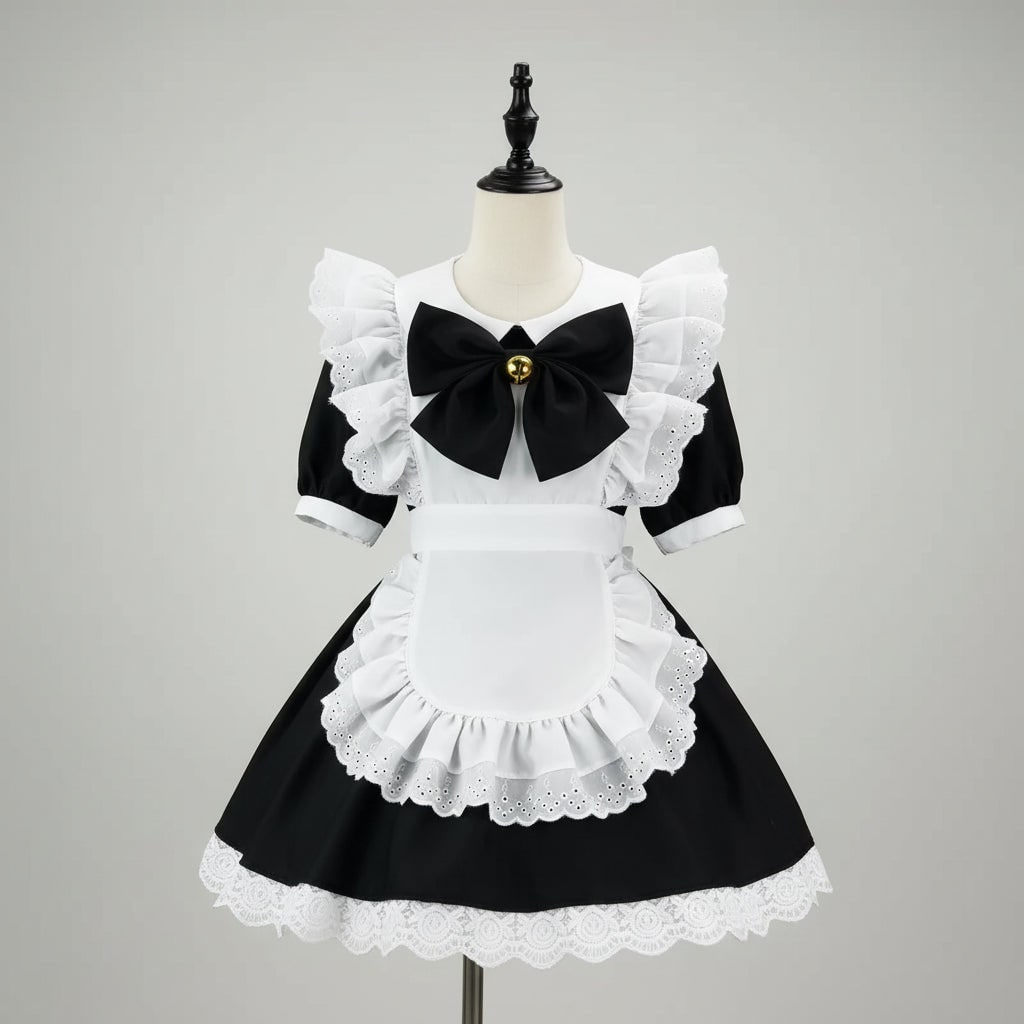 Women's Halloween Maid Costume Outfit with Ruffled Apron and Lace Collar for Cosplay Party - Image 8