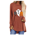 Women's Halloween Shirt Long Sleeve Tunic Top with Ghost and Pumpkin Graphic Print - Image 11
