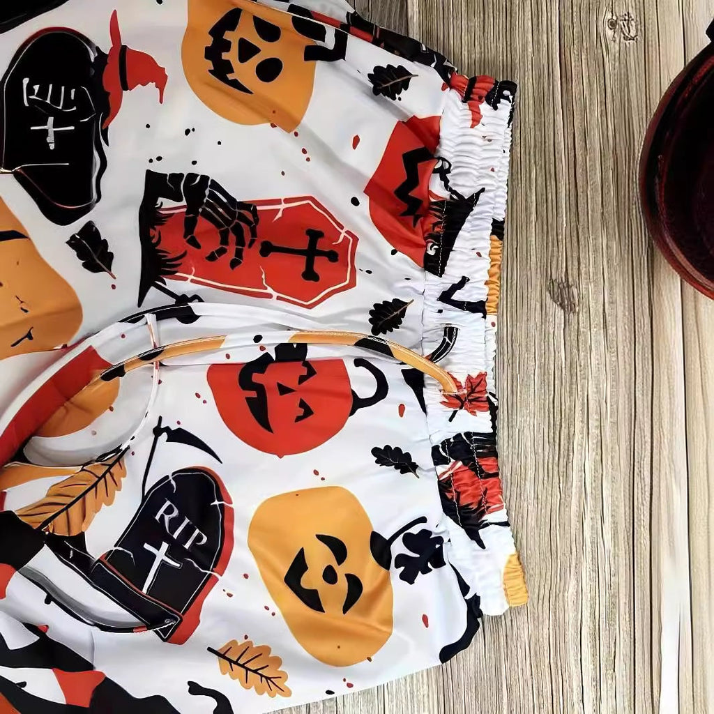 Women's Halloween Sweatpants Joggers with Pumpkin Witch and Tombstone Print Drawstring Waist - Image 3