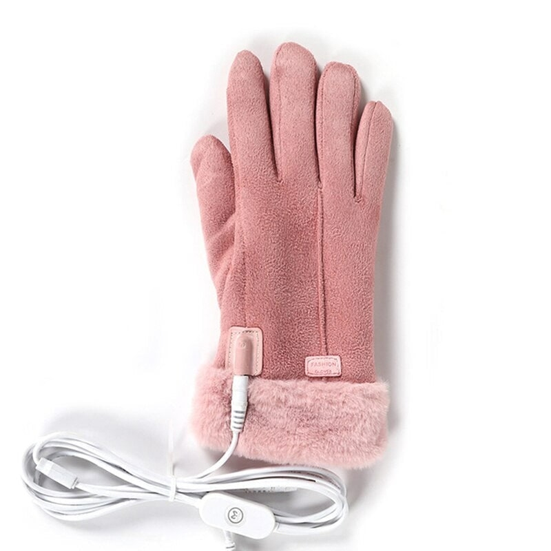Women's Heated Gloves for Winter with Faux Fur Cuffs and Fleece Lining - Image 1