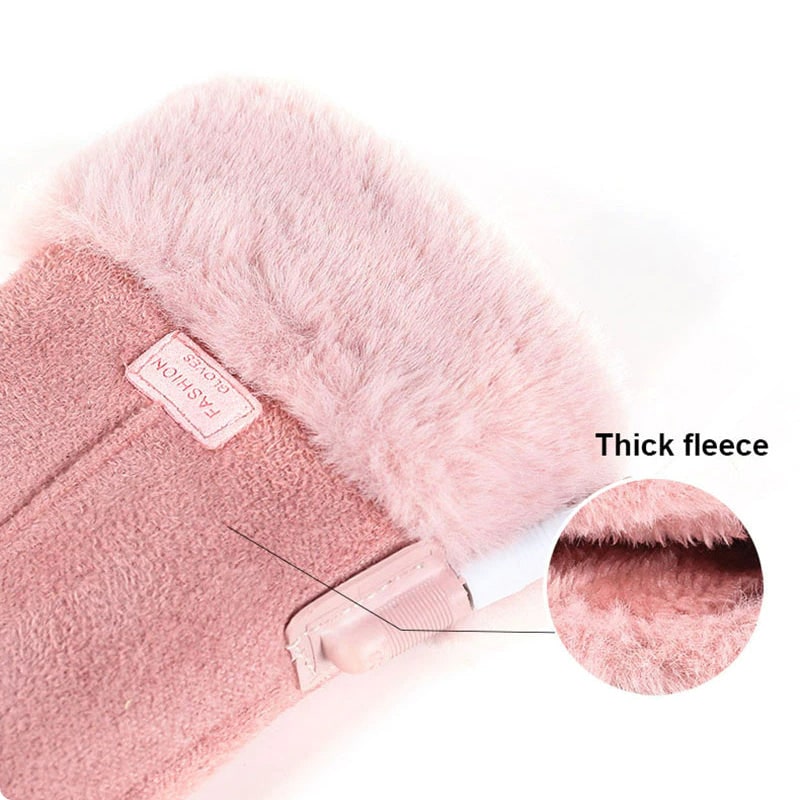Women's Heated Gloves for Winter with Faux Fur Cuffs and Fleece Lining - Image 4